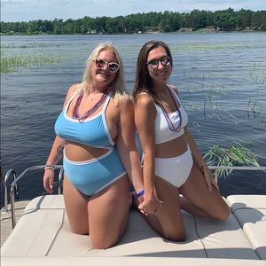 Blue cut out aerie one piece